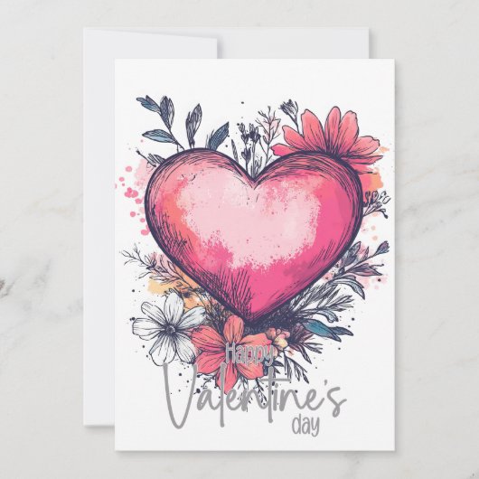 Frohen Valentinstag – Romantisches Herz & Garten Karte (Vorderseite)