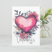 Frohen Valentinstag – Romantisches Herz & Garten Karte (Stehend Vorderseite)
