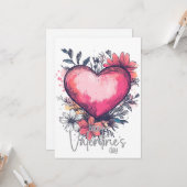 Frohen Valentinstag – Romantisches Herz & Garten Karte (Vorderseite/Rückseite Beispiel)
