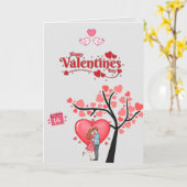 Frohen Valentinstag – romantisches Paar Karte (Gelbe Blume)