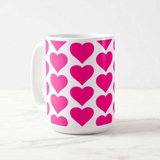 Frohen Valentinstag - rosa Herz Akzent Kaffeetasse (Vorderseite Links)