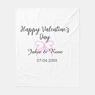 Frohen Valentinstag rosa Herz-Schleifen-Name Datum Fleecedecke