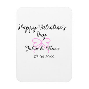 Frohen Valentinstag rosa Herz-Schleifen-Name Datum Magnet