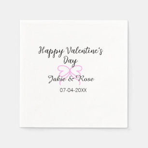 Frohen Valentinstag rosa Herz-Schleifen-Name Datum Serviette