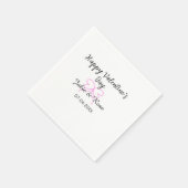 Frohen Valentinstag rosa Herz-Schleifen-Name Datum Serviette (Ecke)