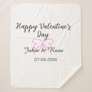 Frohen Valentinstag rosa Herz-Schleifen-Name Datum Sherpadecke