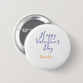 Frohen Valentinstag rosa lila xoxo Liebe Name Button (Vorne & Hinten)