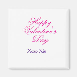 Frohen Valentinstag rosa lila xoxo Liebe Name c Magnet