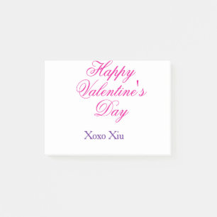 Frohen Valentinstag rosa lila xoxo Liebe Name c Post-it Klebezettel