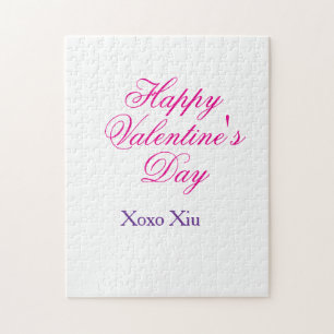 Frohen Valentinstag rosa lila xoxo Liebe Name c Puzzle