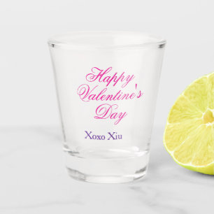 Frohen Valentinstag rosa lila xoxo Liebe Name c Schnapsglas