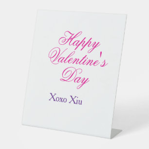 Frohen Valentinstag rosa lila xoxo Liebe Name c Sockelschild