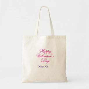 Frohen Valentinstag rosa lila xoxo Liebe Name c Tragetasche