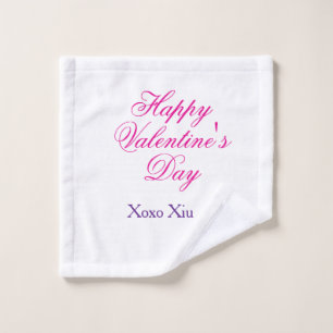 Frohen Valentinstag rosa lila xoxo Liebe Name c Waschlappen