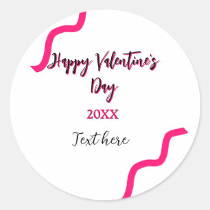 Frohen Valentinstag rosa schwarze Spirale fett Buc Runder Aufkleber