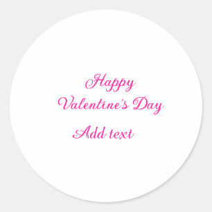 Frohen Valentinstag rosa Text Namensnachricht Runder Aufkleber