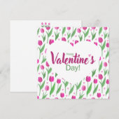 Frohen Valentinstag rosa Tulpen Feiertagskarte (Vorne/Hinten)