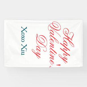 Frohen Valentinstag rot blau xoxo Liebe name Banner