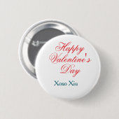 Frohen Valentinstag rot blau xoxo Liebe Name  Button (Vorne & Hinten)