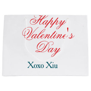 Frohen Valentinstag rot blau xoxo Liebe Name Große Geschenktüte