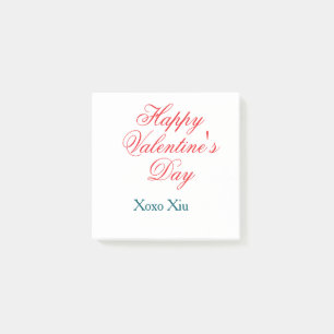 Frohen Valentinstag rot blau xoxo Liebe Name Post-it Klebezettel