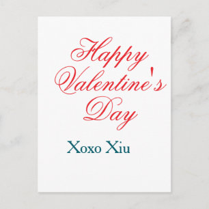 Frohen Valentinstag rot blau xoxo Liebe Name  Postkarte
