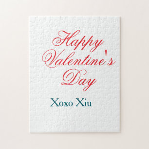 Frohen Valentinstag rot blau xoxo Liebe name Puzzle