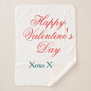 Frohen Valentinstag rot blau xoxo Liebe Name Sherpadecke
