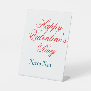 Frohen Valentinstag rot blau xoxo Liebe Name Sockelschild