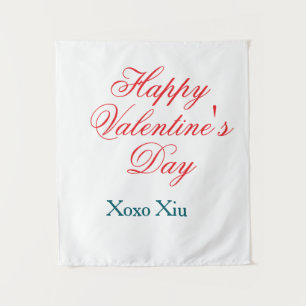 Frohen Valentinstag rot blau xoxo Liebe Name Wandteppich