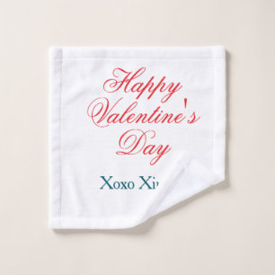 Frohen Valentinstag rot blau xoxo Liebe Name Waschlappen