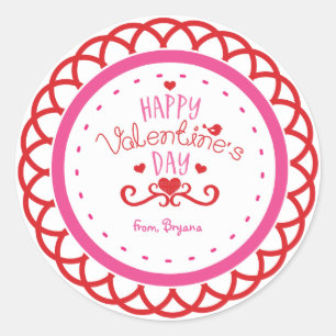 Frohen Valentinstag Rot & Rosa Süßer Aufkleber