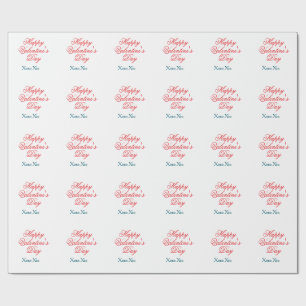 Frohen Valentinstag rote blaue xoxo Liebe Name Geschenkpapier