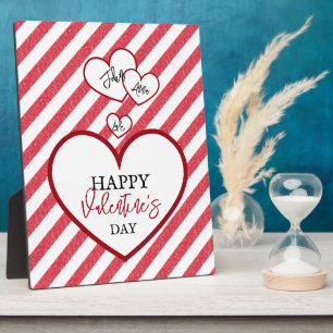 Frohen Valentinstag Rote Herzen Kreidestreifen Fotoplatte