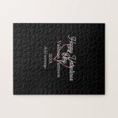 Frohen Valentinstag rotes Glitterherz schwarzer Na Puzzle (Horizontal)