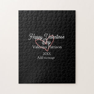 Frohen Valentinstag rotes Glitterherz schwarzer Na Puzzle