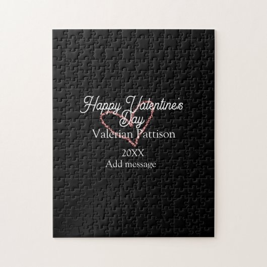 Frohen Valentinstag rotes Glitterherz schwarzer Na Puzzle (Vertikal)