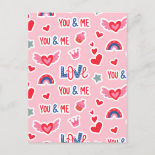 Frohen Valentinstag Rotes Herz Kunst Romantischer Postkarte