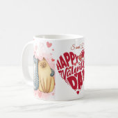Frohen Valentinstag Rotes Herz und Name Kaffeetasse (Vorderseite Links)