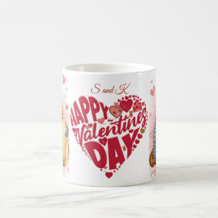 Frohen Valentinstag Rotes Herz und Name Kaffeetasse