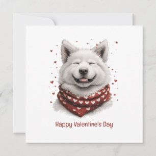 Frohen Valentinstag Samojede-Hund Feiertagskarte