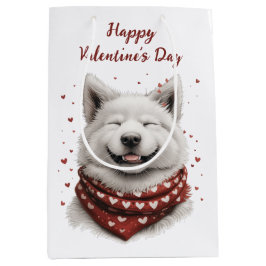 Frohen Valentinstag Samojede-Hund Mittlere Geschenktüte