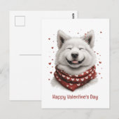 Frohen Valentinstag Samojede-Hund Postkarte (Vorne/Hinten)