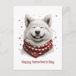 Frohen Valentinstag Samojede-Hund Postkarte