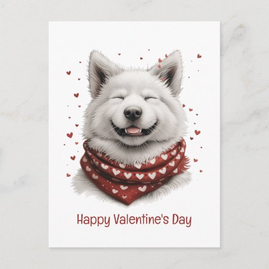 Frohen Valentinstag Samojede-Hund Postkarte (Vorderseite)