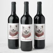 Frohen Valentinstag Samojede-Hund Weinetikett (Flaschen)