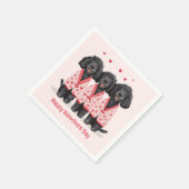Frohen Valentinstag schwarze Standard Pudel Hunde Serviette (Ecke)