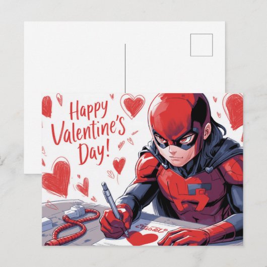 Frohen Valentinstag Superhelden -3 Postkarte (Vorne/Hinten)