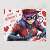 Frohen Valentinstag Superhelden Postkarte (Vorderseite)