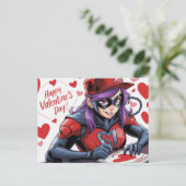 Frohen Valentinstag Superhelden Postkarte (Stehend Vorderseite)
